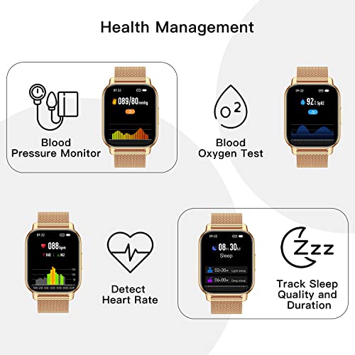 Popglory Smart Watch, Smartwatch with Blood Pressure, Blood Oxygen Monitor,  Fitn