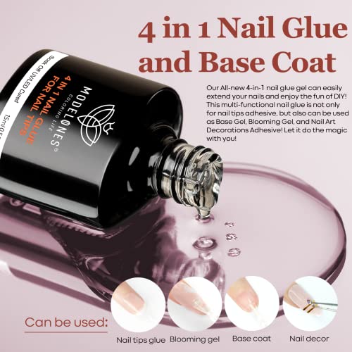 Modelones Nail Glue for Acylic Nails Brush On Nail Glue for Press On Nails  7ml Long