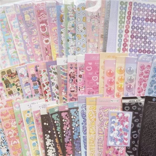 10pcs-20pcs-30pcs-Random-Sticker-Pack-Laser-Decorative-Kawaii-Album-Stickers-Korean-Stationery-DIY-Material-4