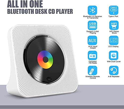 Gueray-CD-Player-Portable-Bluetooth-Desktop-CD-Player-for-Home-CD-Player-with-Timer-Built-in-HiFi-Speakers-with-LCD-Screen-Display-Home-Audio-Boombox-FM-Radio-USB-Type-c-MP3-Music-Player-0-0