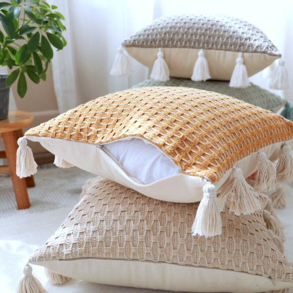 Knit-Cushion-Cover-45x45cm-Tassels-Boho-Style-Pillow-Cover-Grey-Ivory-Pink-Blue-Yellow-for-Home-5