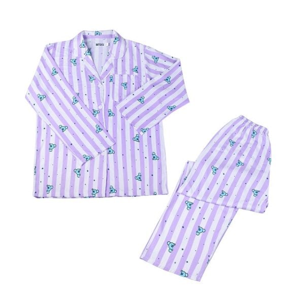 Kpop-Cartoon-Two-Piece-Pajamas-Suit-Kawaii-Love-Koala-Printed-Summer-Homewear-Korean-Bt21-Short-Sleeved-4