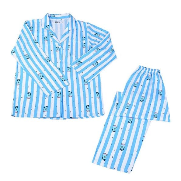 Kpop-Cartoon-Two-Piece-Pajamas-Suit-Kawaii-Love-Koala-Printed-Summer-Homewear-Korean-Bt21-Short-Sleeved-5