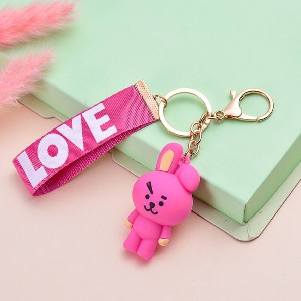 New-Bt21-Keychain-Kawaii-Animal-Cartoon-Soft-Rubber-Key-Ring-Lovely-Woman-Bag-Accessories-Cute-Mini-3