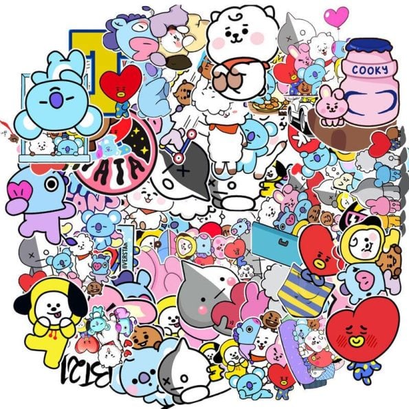 New-Bt21-Stickers-Waterproof-Stickers-Kawaii-Anime-Luggage-Car-Fridge-Helmet-Stickers-Cute-Cartoon-Stickers-50Pcs-1