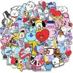 New-Bt21-Stickers-Waterproof-Stickers-Kawaii-Anime-Luggage-Car-Fridge-Helmet-Stickers-Cute-Cartoon-Stickers-50Pcs
