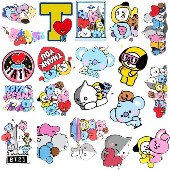 New-Bt21-Stickers-Waterproof-Stickers-Kawaii-Anime-Luggage-Car-Fridge-Helmet-Stickers-Cute-Cartoon-Stickers-50Pcs-4