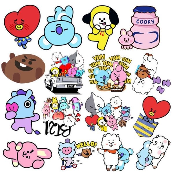 New-Bt21-Stickers-Waterproof-Stickers-Kawaii-Anime-Luggage-Car-Fridge-Helmet-Stickers-Cute-Cartoon-Stickers-50Pcs-5