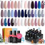 Beetles-20Pcs-Gel-Nail-Polish-Kit-with-Glossy-Matte-Top-Coat-and-Base-Coat-Girls-Night-Collection-White-Nude-Gray-Glitters-Gel-Polish-Soak-Off-Gel-Nail-Kits-Christmas-Nails-Gifts-for-Women-Girls-0