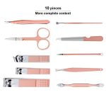 Manicure-Set-Travel-Mini-Nail-Clippers-Kit-Pedicure-Care-Tools-10pcs-Stainless-Steel-Grooming-kit-Pink-0