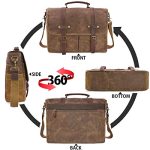 Mens-Messenger-Bag-156-Inch-Waterproof-Vintage-Genuine-Leather-Waxed-Canvas-Briefcase-Large-Leather-Computer-Laptop-Bag-Rugged-Satchel-Shoulder-Bag-Brown-0