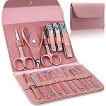 OUCPC-Manicure-Set-Professional-Pedicure-Kit-Nail-Care-Tools-16-in-1-Stainless-Steel-Nail-Clippers-Set-Grooming-Kit-with-Luxurious-PU-Leather-Travel-Case-Pink-0