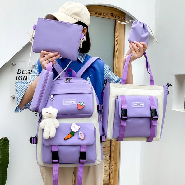Trendy-Girl-Waterproof-Travel-Backpack-Fashion-Panelled-Nylon-Women-Backpack-Student-Shoulder-Bag-Korean-Style-Schoolbag-2