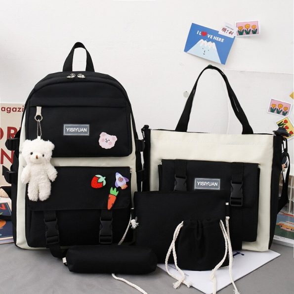Trendy-Girl-Waterproof-Travel-Backpack-Fashion-Panelled-Nylon-Women-Backpack-Student-Shoulder-Bag-Korean-Style-Schoolbag-3