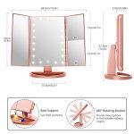 WEILY-Makeup-Mirror-with-21-LED-LightsTwo-Power-Supply-Touch-Screen-and-1x2x3x-Magnification-Tri-Fold-Vanity-Mirror-Gift-for-WomenRose-Gold-0