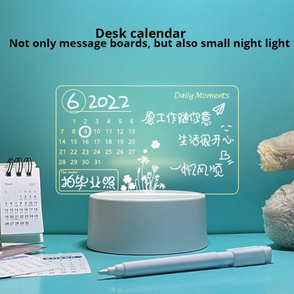 Acrylic-Transparent-Luminous-Calendar-Note-Board-Erasable-Ins-Message-Board-Household-Memo-Prompt-Desktop-Small-Table