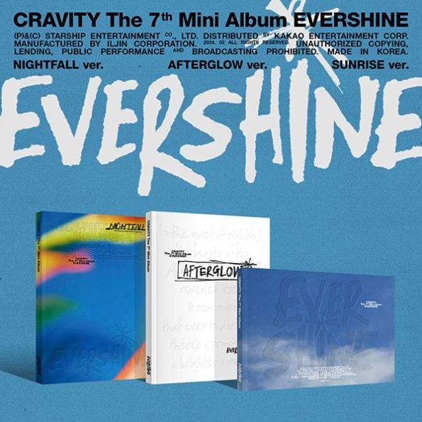 CRAVITY – The 7th Mini Album [EVERSHINE] (NIGHTFALL ver. + AFTERGLOW ver. + SUNRISE ver.)