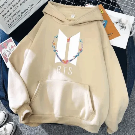 Kpop Tops Bangtan Boys Logo Hoodies Flower | Oversized Hoodie