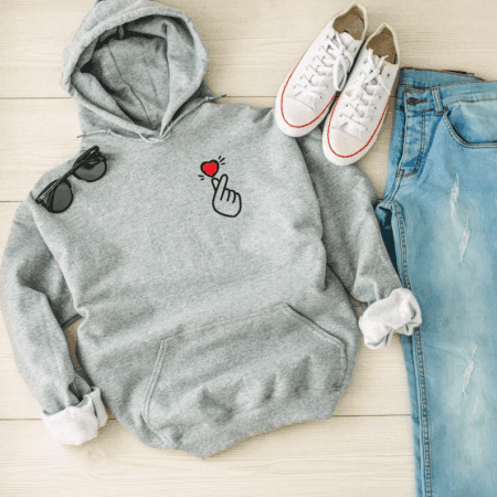 Korean love symbol sweatshirt k-pop hoodie love fingers