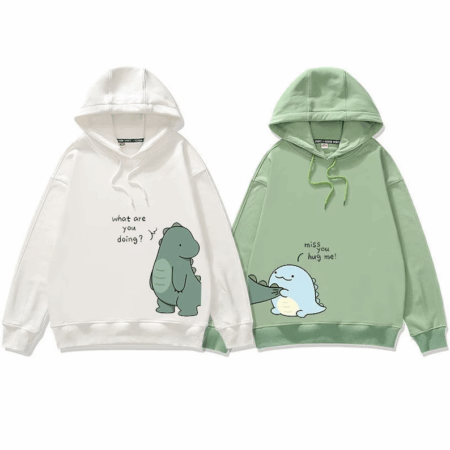 Kawaii personalized hoodies,dinosaur couples hoodies