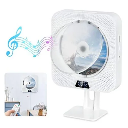 Gueray Portable CD Player Bluetooth Wall Mountable Dust Cover Built-in HiFi Speakers 3.5mm AUX Jack & Remote Control…