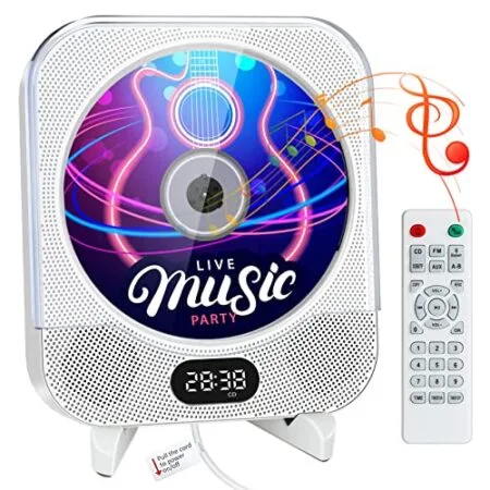 FANGOR Portable CD Player with Bluetooth, Wall Mounted CD Player Home Audio Boombox Music Player with Remote Control FM…