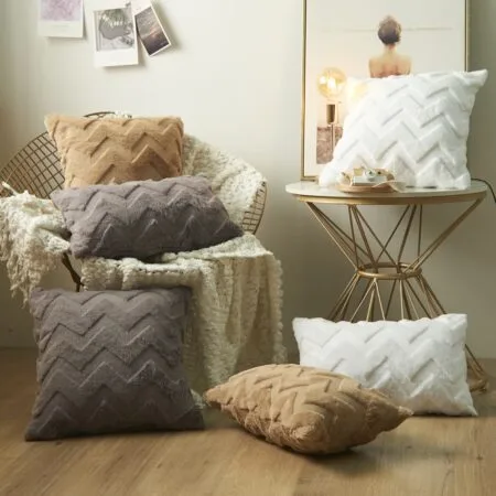 3D Fluffy Plush Pillow Case Supersoft Cushion Cover Faux Fur