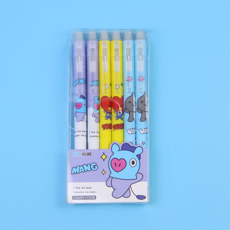 6Pcs-set-0-5Mm-Erasable-Bt21-Neutral-Pens-Kawaii-Students-Stationery-Students-Office-Writing-Press-The-1