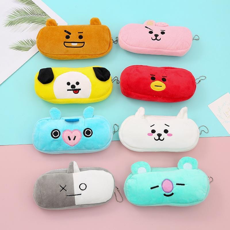 Anime-BTS-bt21-Kawaii-Kpop-Rj-Koya-Chimmy-Plush-Pencil-Case-Tata-Cooky-Shooky-Mang-Van