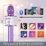 BONAOK-Wireless-Bluetooth-Karaoke-Microphone-3-in-1-Portable-Handheld-Mic-Speaker-Machine-for-All-Smartphones-for-Girls-Boys-Kids-Adults-All-Age-Q37Light-Purple-0
