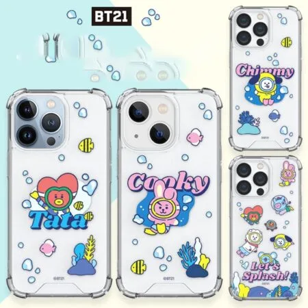 BT21 واضح قضية الهاتف آيفون 14 13 برو ماكس ل