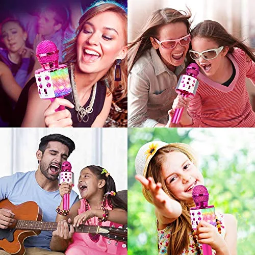 BlueFire-4-in-1-Karaoke-Wireless-Microphone-with-LED-Lights-Portable-Microphone-for-Kids-Great-Gifts-Toys-for-Kids-Girls-Boys-and-Adults-Purple-0-0