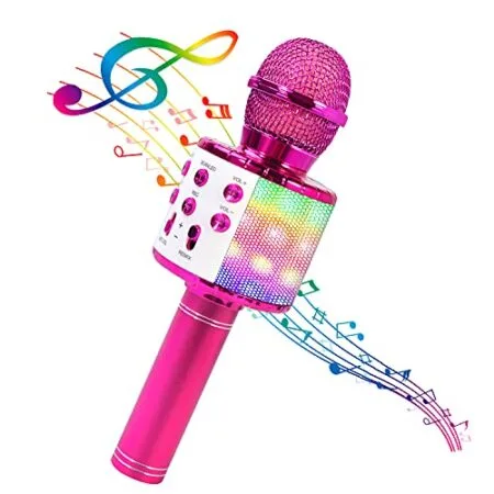 BlueFire 4 in 1 Karaoke Wireless Microphone with LED Lights, Portable Microphone for Kids, Great Gifts Toys for Kids…