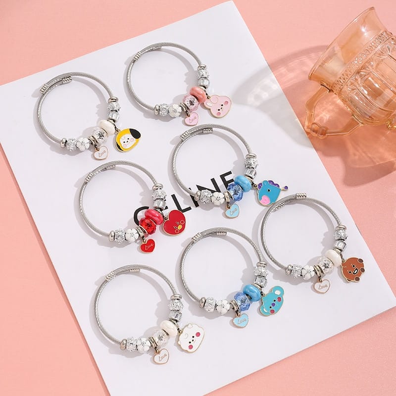 Bt21-Kpop-Doras-Bead-Plush-Doll-Bracelet-Fashion-Cartoon-Girls-3D-Diy-Pendant-Crystal-Bracelet-Jewelry
