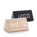 Digital Clock LED Wooden Alarm Clock Table Sound Control Electronic