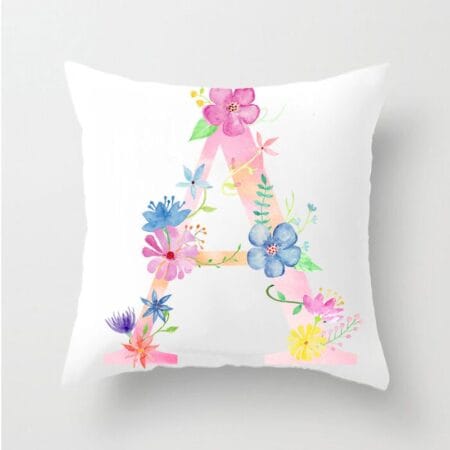 Flower Letter Decorative Cushion Cover Pillow
