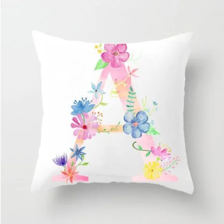 Flower Letter Decorative Cushion Cover Pillow