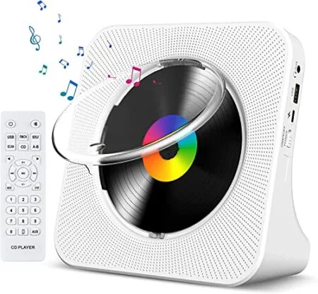 Gueray CD Player Portable Bluetooth Desktop CD Player for Home with Timer Built-in HiFi Speakers with LCD Screen Display…