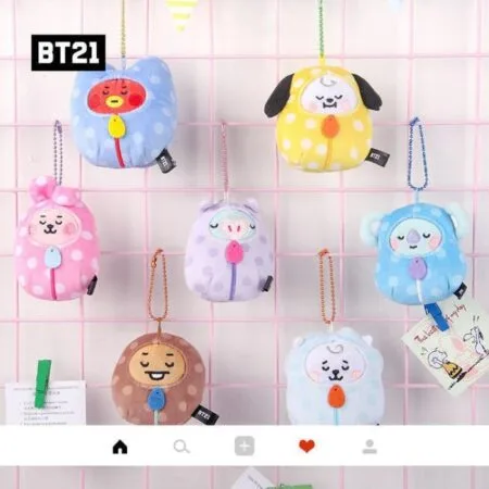 Kawaii Bt21 Mini Plush Doll Anime Cute Cartoon Backpack School Bag