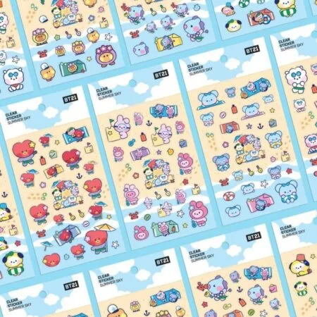 Kawaii Bt21 الكرتون الصيف السماء ملصق أنيمي Rj Koya Chimmy