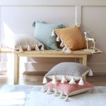 Knit Cushion Cover 45x45cm Tassels Boho Style Pillow Cover Grey