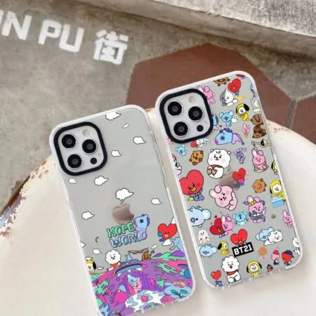 Kpop B-BT21 قضية الهاتف آيفون 14 زائد 13 12 11 برو