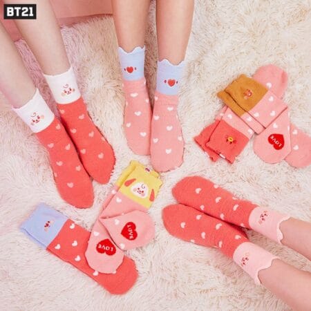 حقيقي Kpop Kawaii Bt21 المحيط أنيمي الكرتون النساء الجوارب لطيف