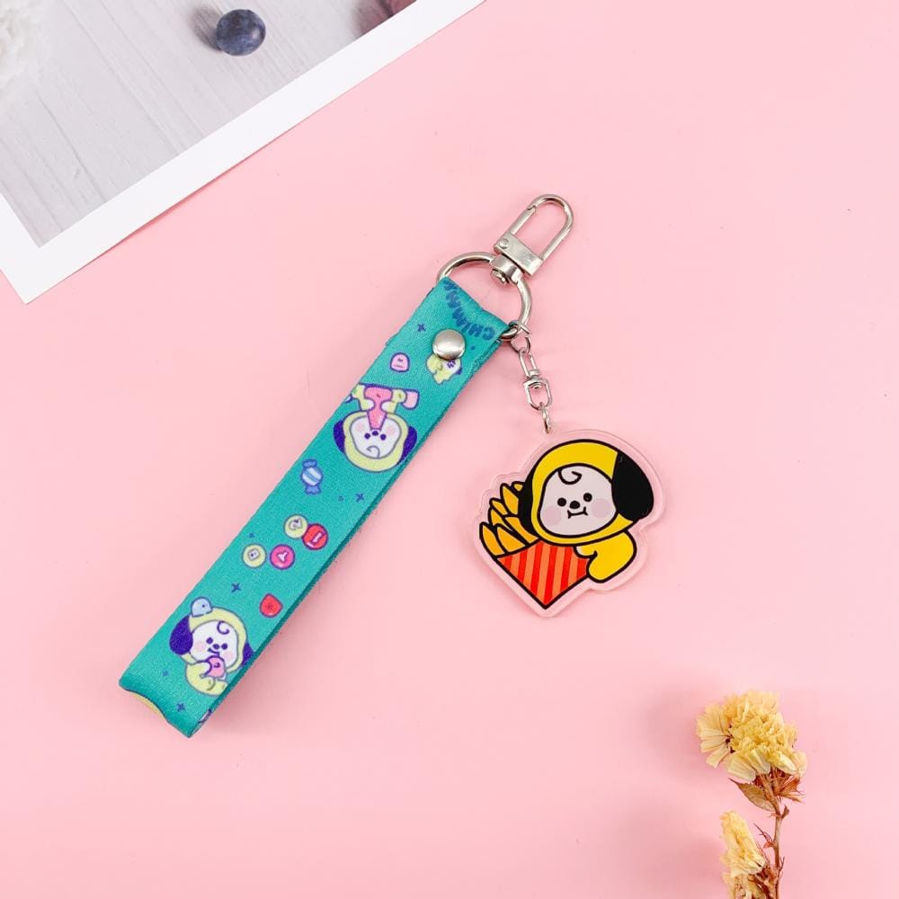 New-Bt21-Anime-Kawaii-Cooky-Chimmy-Rj-Mang-Keychain-Acrylic-Cute-Cartoon-Key-Ring-Pendant-Bag-3