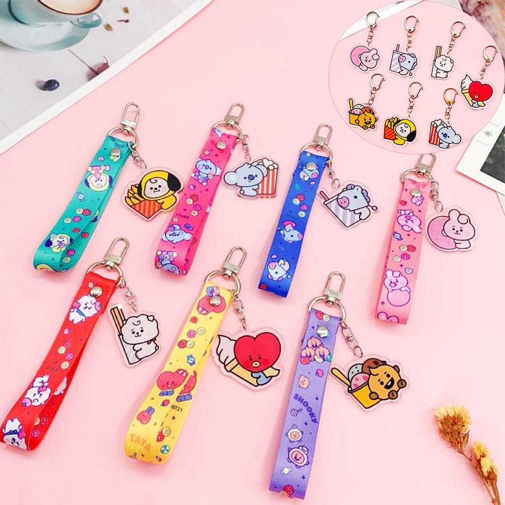 New-Bt21-Anime-Kawaii-Cooky-Chimmy-Rj-Mang-Keychain-Acrylic-Cute-Cartoon-Key-Ring-Pendant-Bag