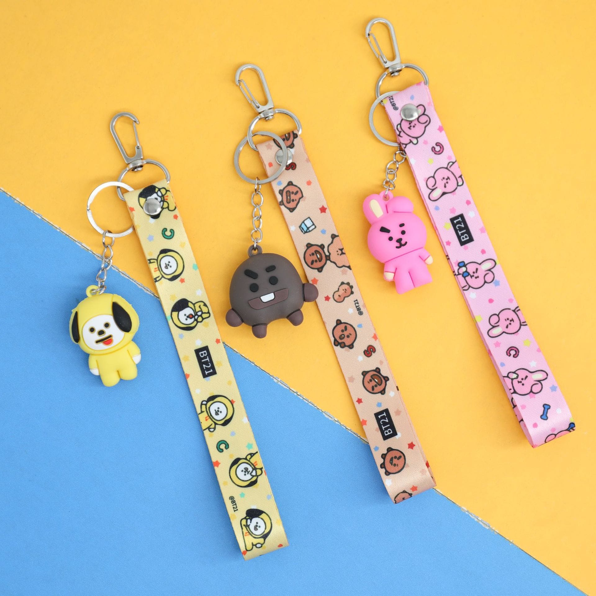 New-Bt21-Keychain-Kawaii-Animal-Cartoon-Soft-Rubber-Key-Ring-Lovely-Woman-Bag-Accessories-Cute-Mini-2
