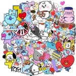 New-Bt21-Stickers-Waterproof-Stickers-Kawaii-Anime-Luggage-Car-Fridge-Helmet-Stickers-Cute-Cartoon-Stickers-50Pcs