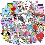 New-Bt21-Stickers-Waterproof-Stickers-Kawaii-Anime-Luggage-Car-Fridge-Helmet-Stickers-Cute-Cartoon-Stickers-50Pcs