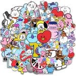 New-Bt21-Stickers-Waterproof-Stickers-Kawaii-Anime-Luggage-Car-Fridge-Helmet-Stickers-Cute-Cartoon-Stickers-50Pcs