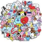 New-Bt21-Stickers-Waterproof-Stickers-Kawaii-Anime-Luggage-Car-Fridge-Helmet-Stickers-Cute-Cartoon-Stickers-50Pcs